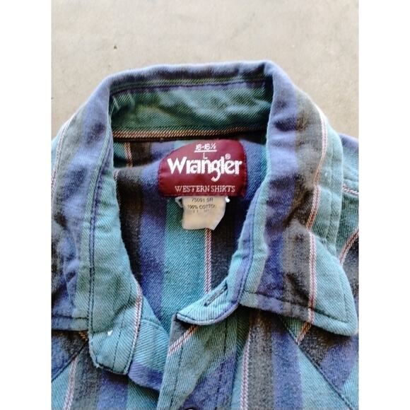 Wrangler Men’s Shirt Western Pearl Snap Button Up Long Sleeve L 16-16.5 75091SR - Picture 2 of 5